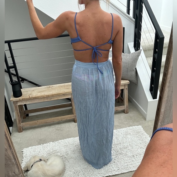 Blue swimsuit tie wrap sarong cover up summer vacation beach pool casual… - Picture 7 of 11